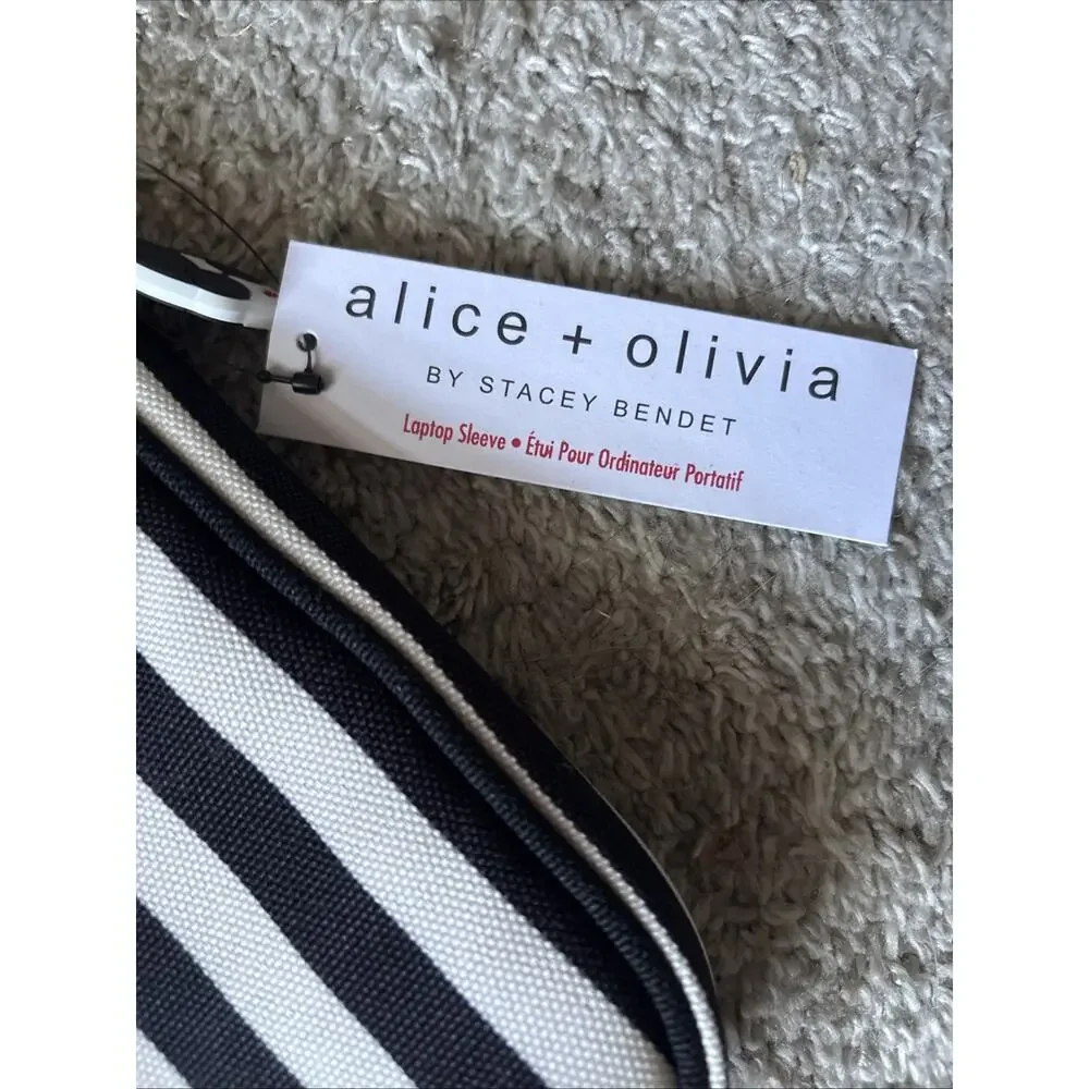 Alice + Olivia Black And White Striped Laptop Sleeve